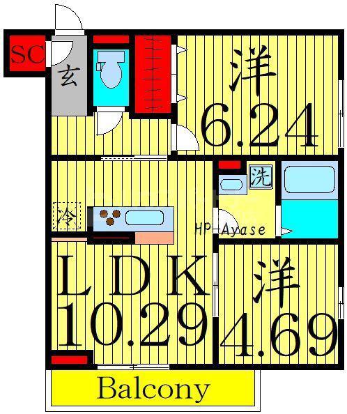 エクセルI・II(2LDK/3階)の間取り写真