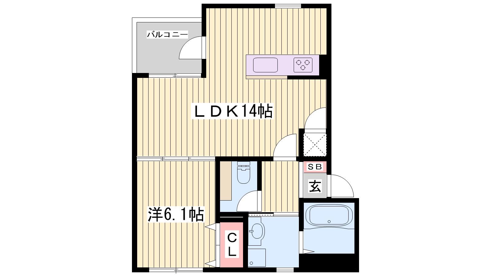 OA FLAT車崎(1LDK/2階)の間取り写真