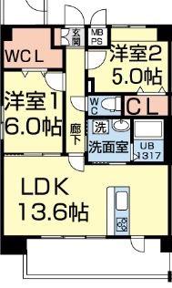 プリマベラ デ 保田窪(2LDK/9階)の間取り写真