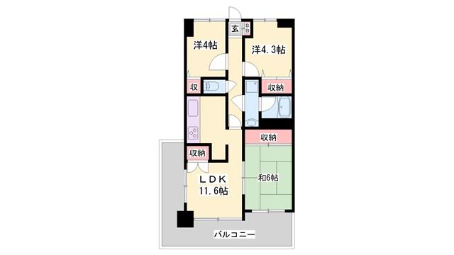 ライオンズマンション明石西江井ヶ島(2LDK/4階)の間取り写真