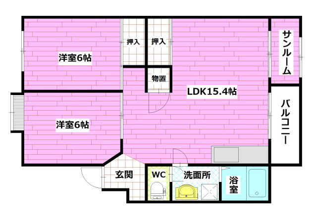 カルチェ堀田 I(2LDK/2階)の間取り写真