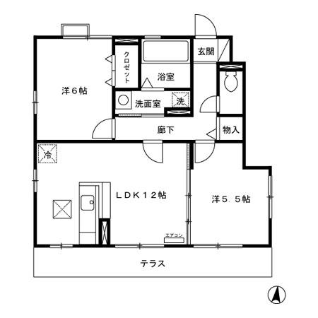 アンソレイユ(2LDK/1階)の間取り写真
