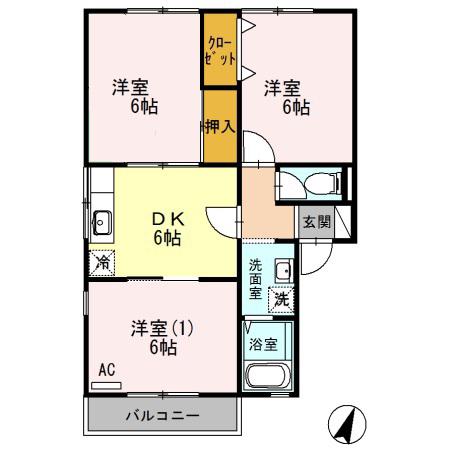 エミナコレージュ(3DK/2階)の間取り写真