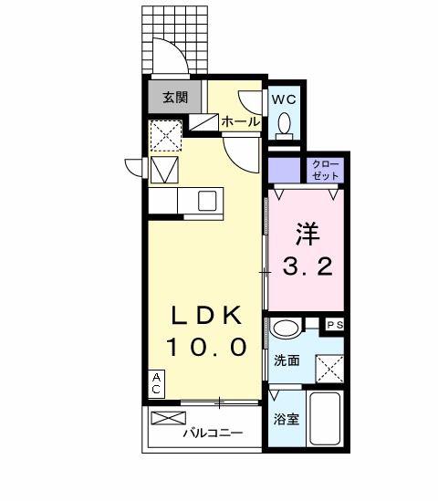 ラヴェニールII(1LDK/1階)の間取り写真