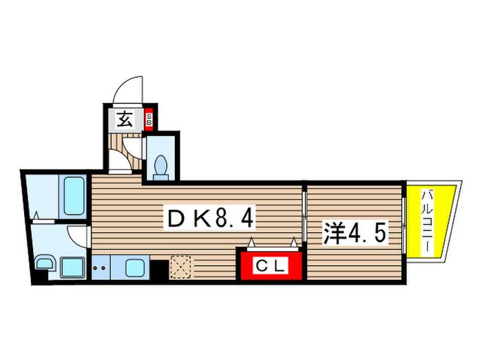 プラージュ東千葉(1DK/4階)の間取り写真