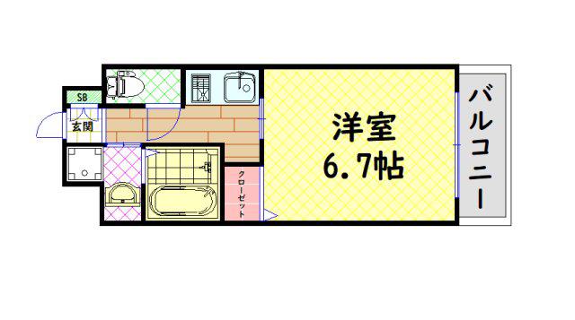 エスリード弁天町南(1K/9階)の間取り写真