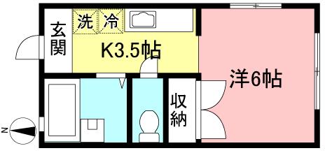 セントラルハイツ(1K/2階)の間取り写真