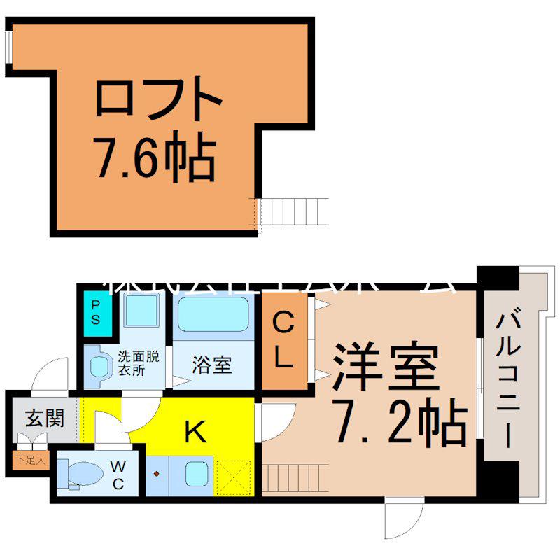 サンク栄みなみマンション(1SK/9階)の間取り写真