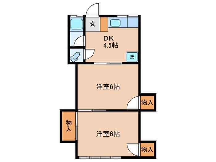 湘南荘(2DK/1階)の間取り写真