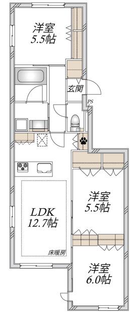 VIA DEL VENTOII(3LDK/3階)の間取り写真