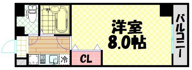 グリーンスクエア(1K/6階)の間取り写真