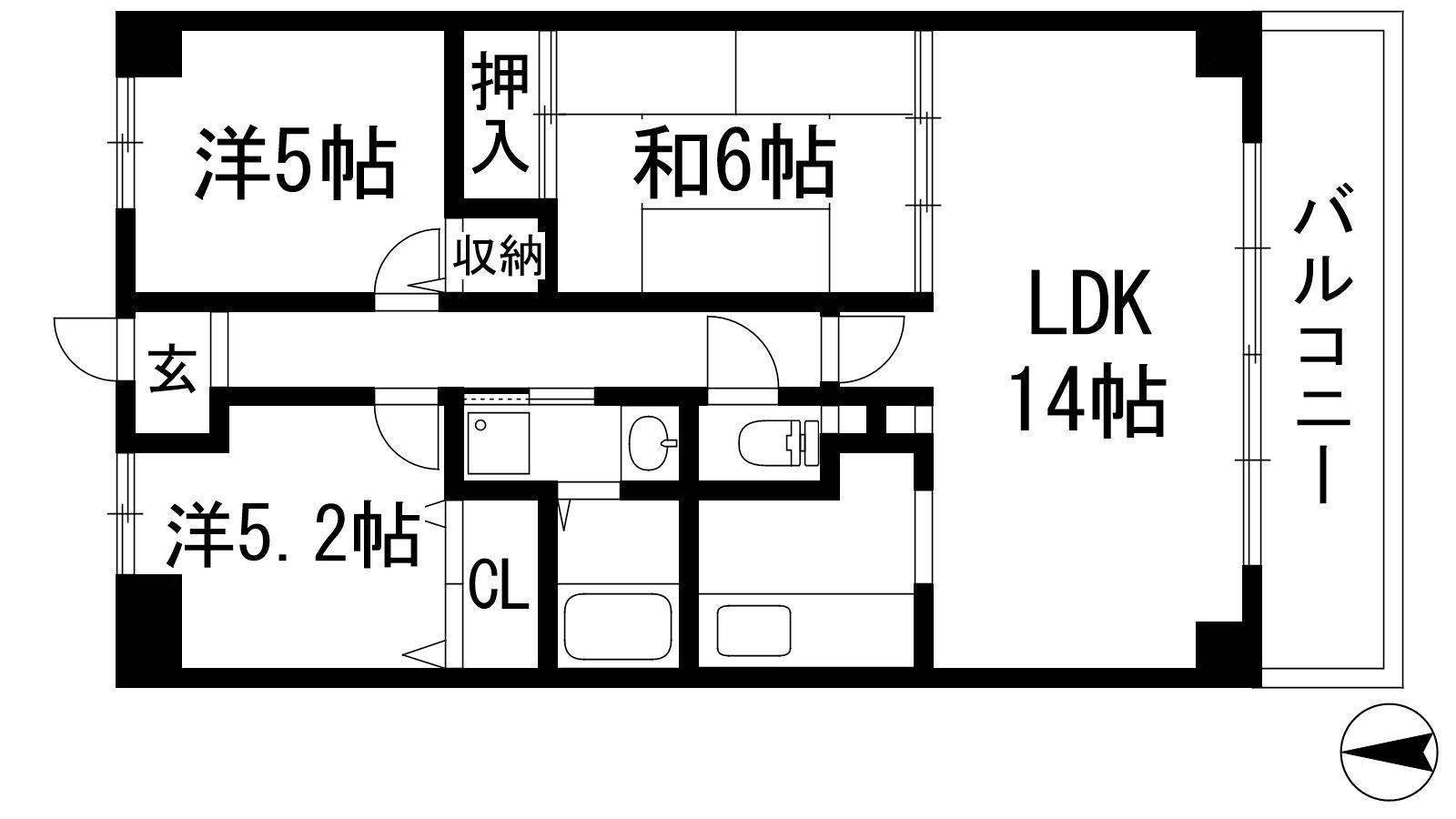 ラルジュ宝塚(3LDK/2階)の間取り写真