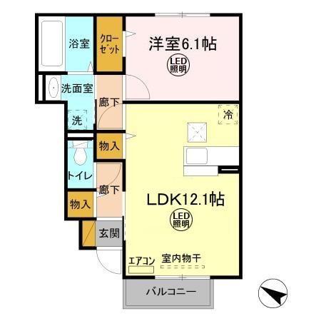 グラマードマレV(1LDK/1階)の間取り写真