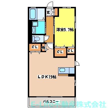 大杉フォレストB(1LDK/1階)の間取り写真