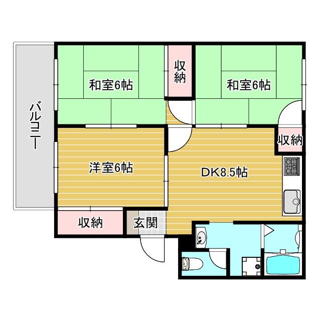 サンパレス小野(3DK/3階)の間取り写真
