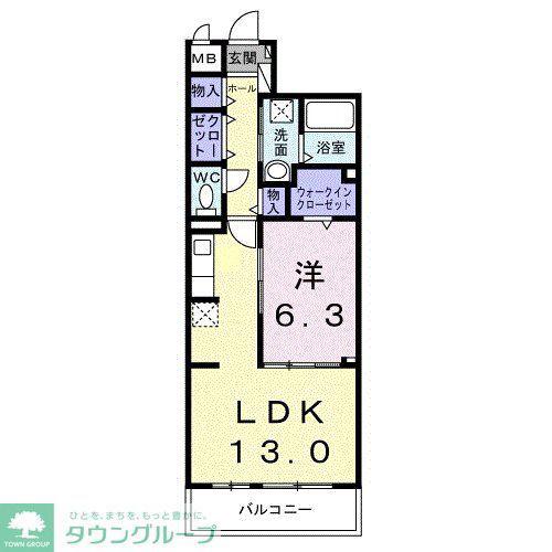 ブルーム(1LDK/2階)の間取り写真
