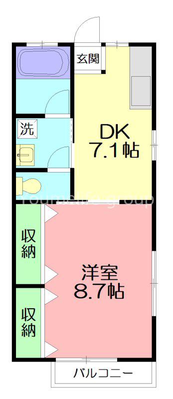 セレスM(1DK/2階)の間取り写真