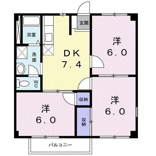 ニューシティ塩田町B(3DK/2階)の間取り写真