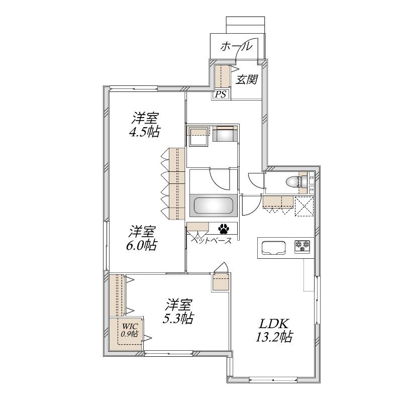 HEBEL MAISON DUO(3LDK/1階)の間取り写真