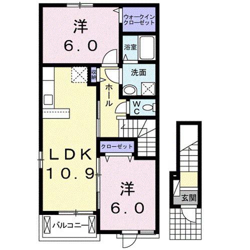 アヴェニール I(2LDK/2階)の間取り写真