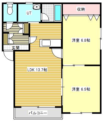 ブリスヴィラ(2LDK/3階)の間取り写真