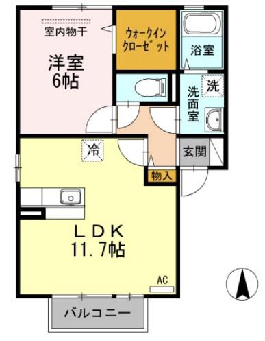 メゾン・ド・TERRA(1LDK/2階)の間取り写真