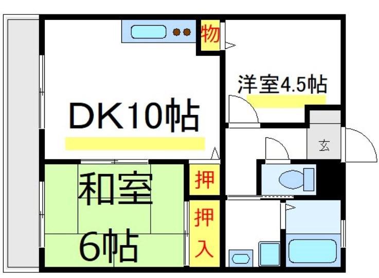 プレステージ新井(2LDK/2階)の間取り写真