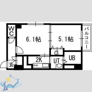 グランカーサ南11条(1LDK/8階)の間取り写真