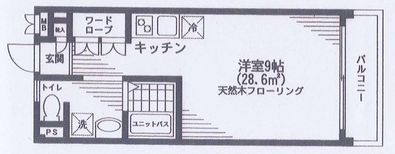 ウィステリアVI(ワンルーム/1階)の間取り写真