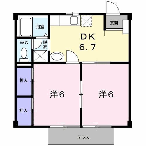 ファミール安東(2DK/1階)の間取り写真