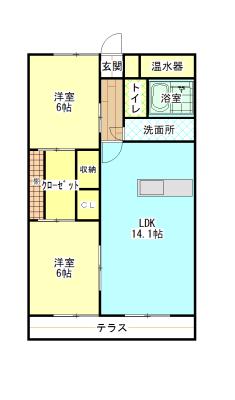 コスモス(2LDK/2階)の間取り写真