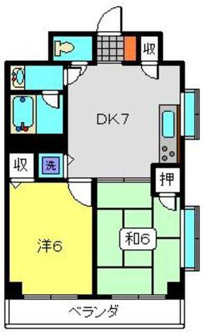 メゾンYK(2DK/2階)の間取り写真