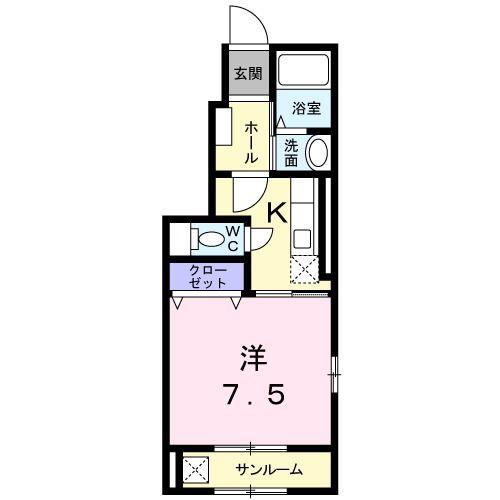 サンハウス(1K/1階)の間取り写真