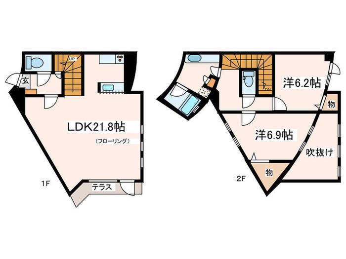 ルアナヒルズ(2LDK/1階)の間取り写真