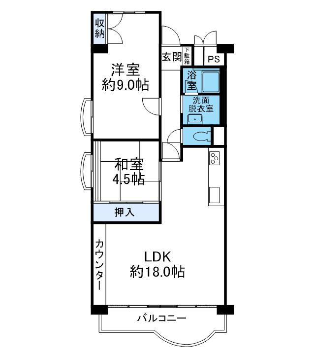 淀川パークハウスC棟(2LDK/8階)の間取り写真