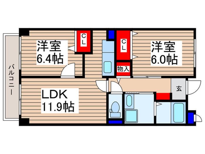 レジデンス ふじみ野(2LDK/2階)の間取り写真