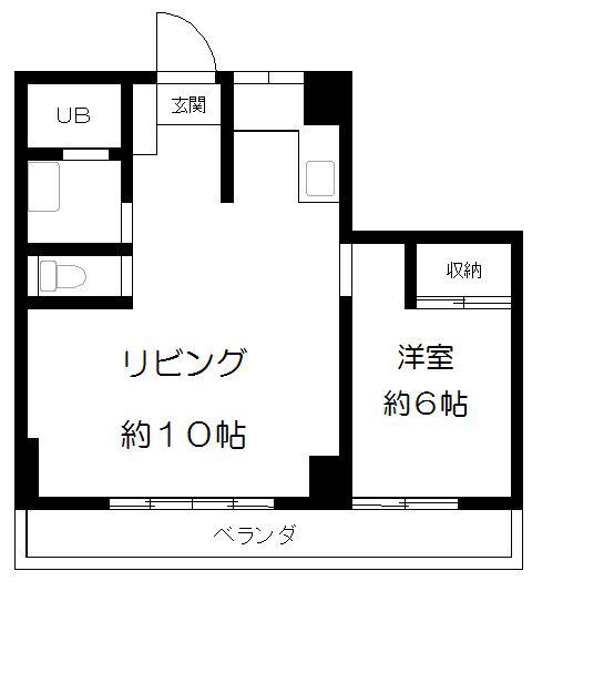 西新宿マンション(1LDK/2階)の間取り写真