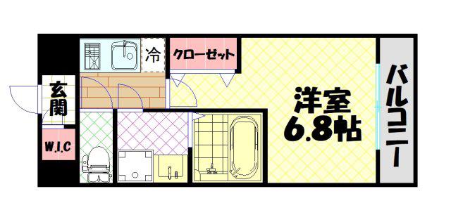 レジュールアッシュTAISHO LEGANT(1K/3階)の間取り写真