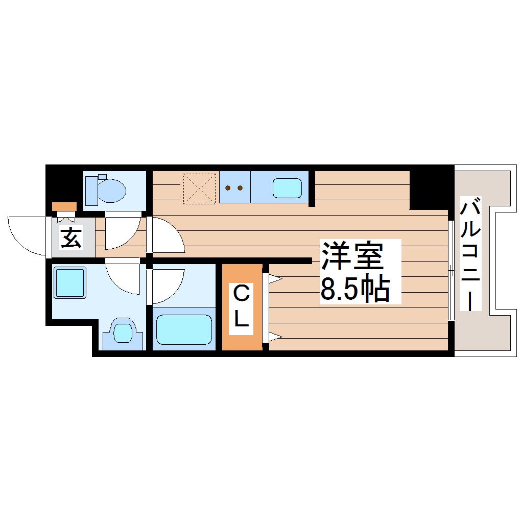 フォートレジデンス元寺小路(ワンルーム/2階)の間取り写真