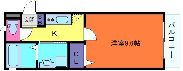 フルール岡本(1K/2階)の間取り写真