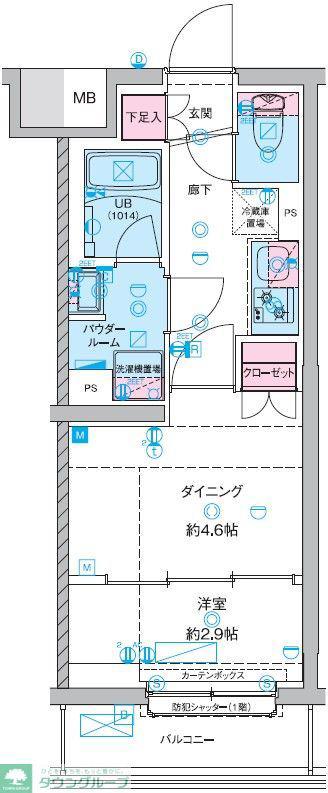 GENOVIA竹ノ塚(1DK/3階)の間取り写真