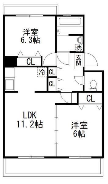 ファミールグラン(2LDK/2階)の間取り写真