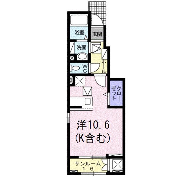 ゼフィール(ワンルーム/1階)の間取り写真