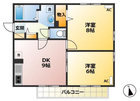 エスペランサ・セグード(2DK/2階)の間取り写真