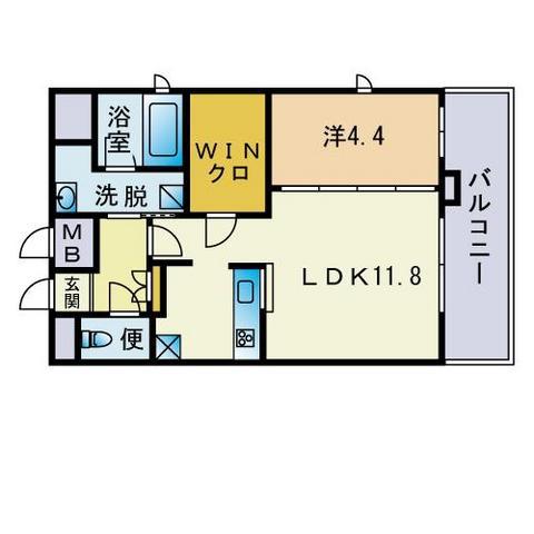 ラウレア ティキ(1LDK/6階)の間取り写真