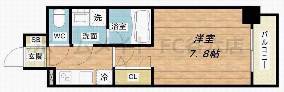 アーバネックス大阪城ウエスト(1K/12階)の間取り写真