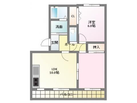 グランドクルー(2LDK/2階)の間取り写真