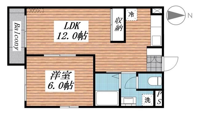 エスポワール(1LDK/2階)の間取り写真