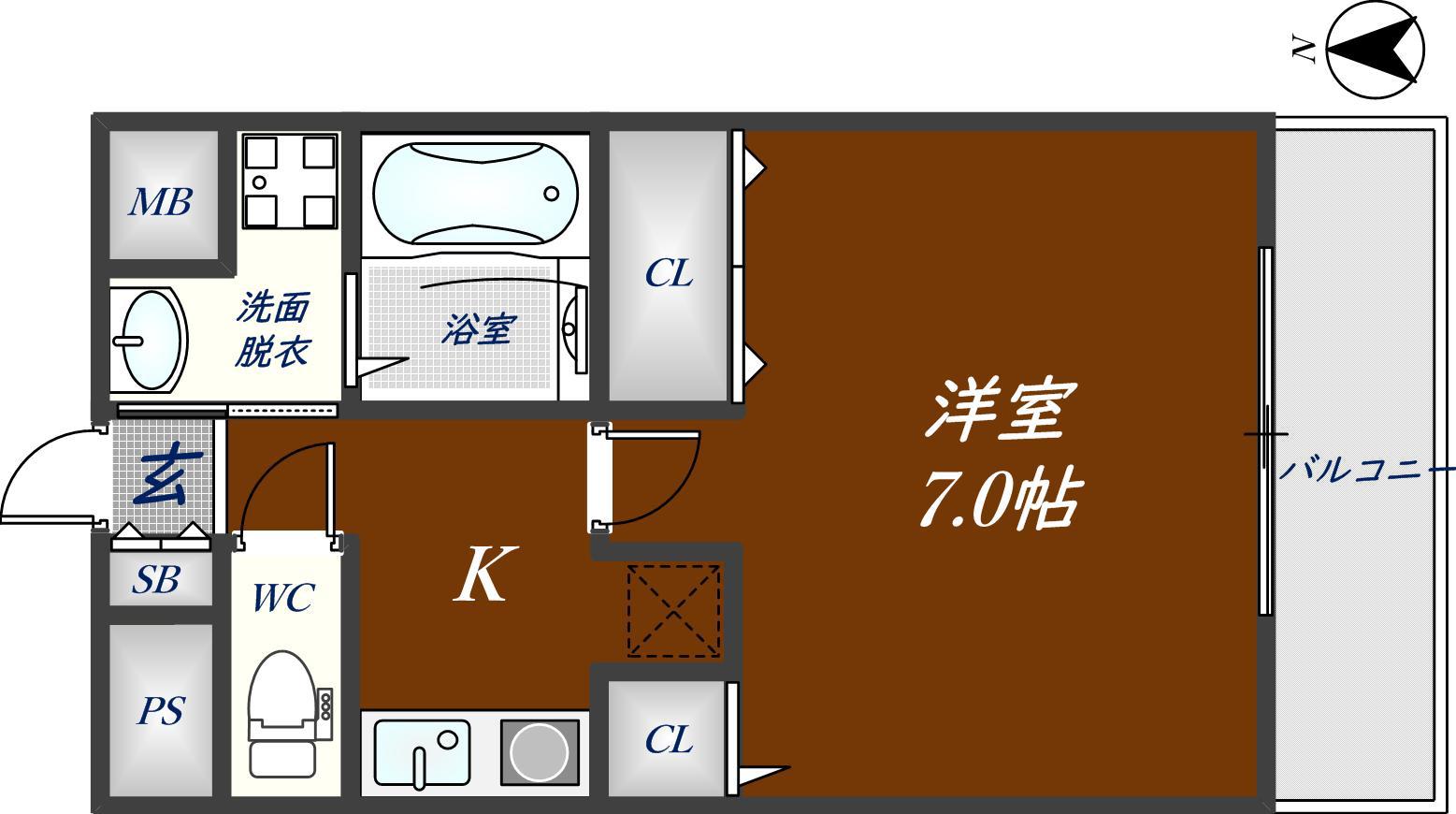 グッドライフ岩田(1K/2階)の間取り写真