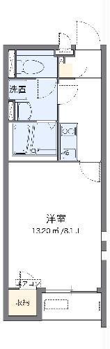 クレイノOHANA II(1K/1階)の間取り写真
